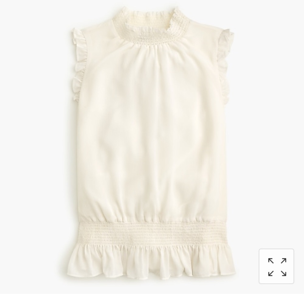 J Crew mockneck smocked top in crinkle chiffon